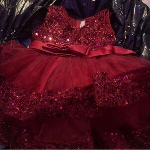 Sparkling Red Sequin Kids Dress